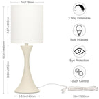 Seaside village Dimmable Bedside Lamp, 3 Way Touch Control Table Lamp, Modern Nightstand Lamp with Beige Shade and Cream Base, Small Desk Lamp for Living Room, Dorm, Home Office, 9W LED Bulb Included - color: Cream Base with Beige Shade