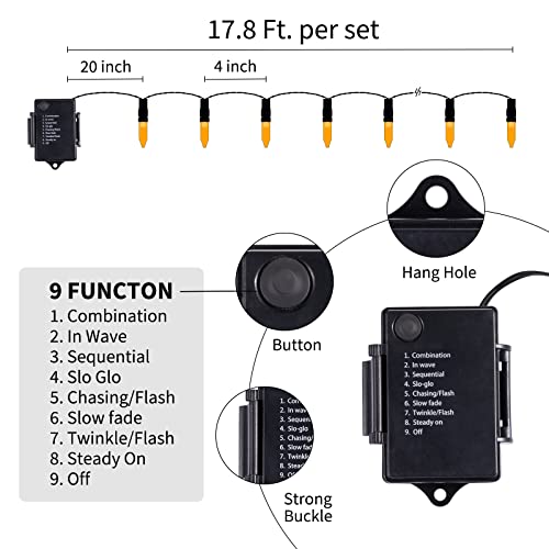 Halloween Orange String Lights Decorations，2 Pack 17.8 Feet 50 LED Battery Operated Mini String Lights with 8 Modes Waterproof for Outdoor Indoor Patio Xmas Tree Holiday Party Christmas Show - color: Orange, size: 50 LEDs x 2 Pack
