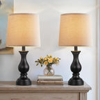 Seealle Farmhouse Table Lamps Set of 2 - Rustic Lamp for Bedroom Living Room, 22" Boho Bedside Lamps for Night Stands End Table Office Desk Lamp Nightstand with Linen Shades(Matte Black) - color: C. Matte Black