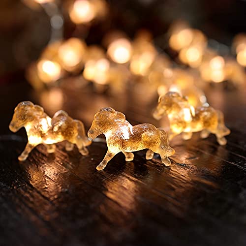 Cute Decorative Lights Fairy String Light Horse Gifts for Women Novelty Pony Lights 20LEDs 8ft USB Plug in or Battery Operated for Bedroom Birthday Room Xmas Thanksgiving Decor - color: USB power