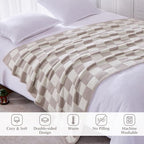 WRENSONGE Checkered Throw Blanket, Taupe Soft Cozy Fluffy Warm Hand Made Throw Blankets for Couch, Sofa, Chair, Bed, Camping, Picnic, Travel Lightweight Bed Blanket - 60"*80" - color: Art Taupe, size: Twin(60"x80")