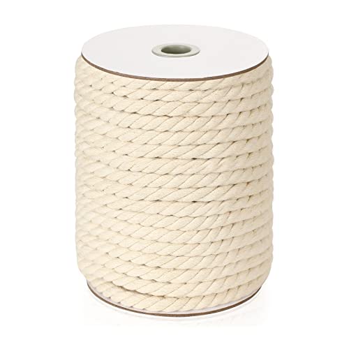 Macrame Cord 10mm x 33Yards (99Feet), Natural Cotton Macrame Rope - 3 Strands Twisted Macrame Cotton Cord for Wall Hanging, Plant Hangers, Crafts, Gift Wrapping and Wedding Decorations - color: Natural Color, size: 10mm x 33yards