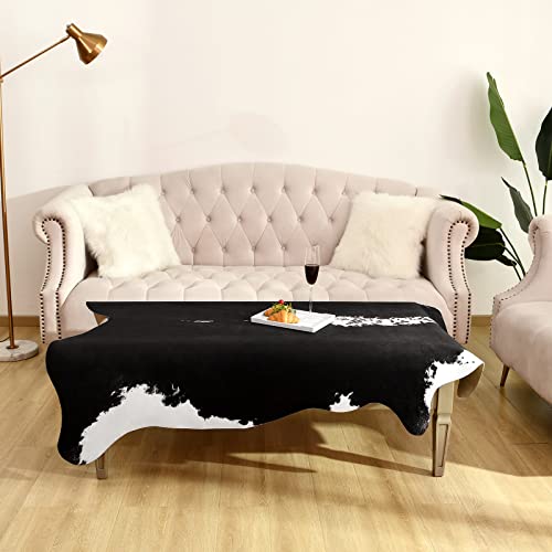 BENRON Small Cowhide Rug Black, Faux Cow Hide Rugs for Entryway Kitchen Hallyway Western Home Decor, Non Slip Cute Rug with Irregular Animal Skins and Hides, 2.3 x 3.6ft - color: Black, size: 2'4" x 3'7" (Irregular)