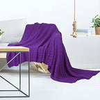 uxcell Cotton Cable Knit Throw Blanket Soft Throw Couch Covers Knitted Blankets for Sofa Bed, Purple Throw(47" x 70") - color: Purple, size: Throw (47" *78")