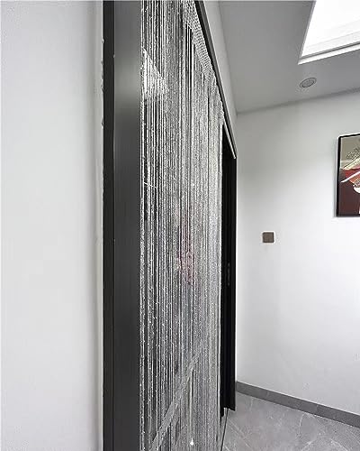 ave split Decorative Door String Curtain Wall Panel Fringe Window Panel Drapes Room Divider Blind Divider Tassel Screen Home 100cm*200cm (white1) - color: White1