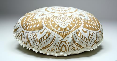 Large Round seat Floor Cushion Chair Ottoman Cover Pouf Pillow Meditation Floor Cushions for Adults Seating pouffe Ottoman Throw Covers Craft Room Furniture for Sitting Cover Gold White 32 inch Round - color: Gold White, size: 32" Round
