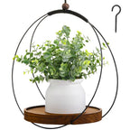 Threehoney 1 Pack Hanging Planters for Indoor Black Plant Hanger with Round Wood Base Large Indoor Hanging Plant Shelf Boho Holder Gift for Mom,Housewarming (9.8 '') - size: 9.8 ''