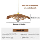 Boho Rattan 16-inch round Pendant Light E26 lamp holder,height adjustable Restaurant chandelier Rattan light fixture Chandelier Woven Hanging Light Fixture for Bedroom Entryway Kitchen Island - color: Light brown-10, size: 16-inch