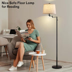 Ruiever Dimmer LED Floor Lamp,Tall Standing Lamp with Swing Arm,Black Lamp with Dimmer LED Bulb,Elegant Floor Lamp for Living Rooms & Bedroom (Black) - color: Black