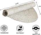 HOMEMONDE Reversible Oval Jute Area Rug - Hand Woven Natural Fiber - Farmhouse Braided Rugs for Entryway/Front Door/Porch/Meditation Mat/Home Decor (2.3 x 4 ft, Off White)