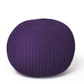 Urban Shop Round Knit Pouf, Hand Woven Cotton Accent Chair, Purple - color: Purple