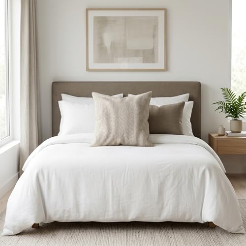 SanVia Cotton Throw Pillow Covers 20x20 – Handwoven Jacquard Texture, Fade-Resistant, No Pilling – Hidden Zipper, Decorative Cushion Cover for Sofa, Couch, Bed – Insert Not Included (Striped, Beige) - color: Oat Beige, size: 20" x 20"
