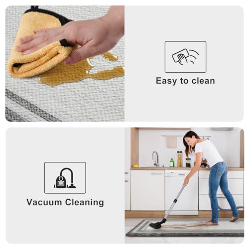 KIMODE Anti Fatigue Kitchen Mats for Floor 2 Piece,17"x47"+17"x29" Farmhouse Kitchen Rugs Non Slip Rubber Backing,Waterproof Cushioned Standing Mat for Home Decor,Office,Laundry Room,Sink,Desk,Grey - color: Grey, size: 17.3" x 47 "+ 17.3" x 29 "--0.47 inc