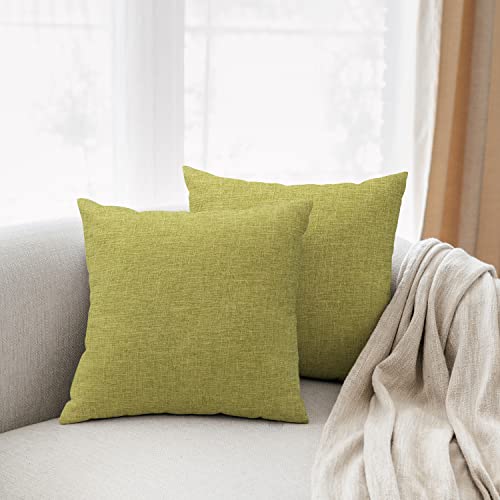 All Smiles Dark Green Throw Pillow Covers 18x18 Set of 2 Olive Couch Cushion Garden Bench Porch Outdoor Patio Solid Square Accent Pillows for Sofa - color: Olive Green, size: 18" x 18" (Pack of 2)