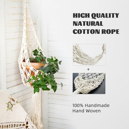 Modern Minimalist Bohemian Style Hanging Planters Plant Net Pocket Hand Woven Hanging Basket Holder Tapestry Flower Basket with Exquisite Tassel Indoor Balcony Decoration (3 in 1) - size: 3 in 1