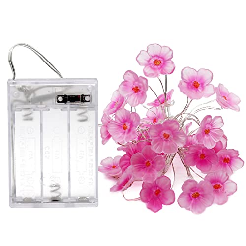 Cherry Blossom String Lights, Flower Fairy Lights Aesthetic Room Decor, Sakura Floral Garland Battery Operated for Bedroom, Girls Gift, Spring Party (Warm White, 10ft 30 LED)