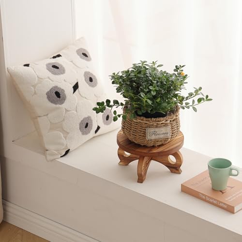 Decorative Corner Planter Wooden Plant Stands Indoor Plant Holder Riser Round Display Stands Farmhouse Display Stool Flower Holder Pedestal Board Pine - color: Brown, size: Pine