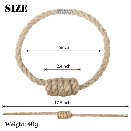 BEL AVENIR Magnetic Jute Curtain Tiebacks, Decorative Drapery Holdbacks Bohemian Style Woven Tie-Backs with Exquisite Knot (Jute, 4 Pack) - color: Jute, size: 4 Pack