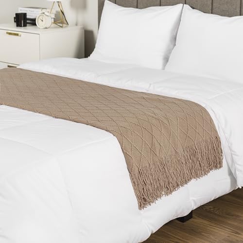 PAVILIA Tan Taupe Knit Throw Blanket for Couch, Twin Bed, Soft Knitted Farmhouse Sofa Throw for Living Room, Lightweight Decorative Fall Blanket for Chair, Outdoor Textured Boho Blanket, 60x80 - color: Tan Taupe, size: 60 X 80 Inches - Twin