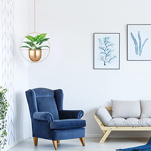 2 Pack Gold Hanging Planter, Hanging Planters for Indoor Plants with 5.5" Pot + Ceiling Hook + Extender Chain, Gold Plant Hanger, NO Plant incld - color: Gold X 2