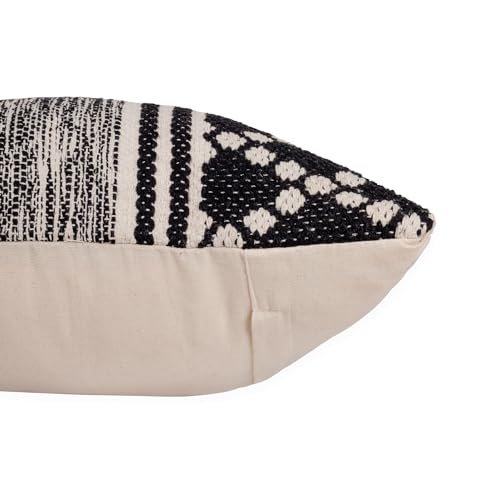 · REDEARTH · Handmade Boho Throw Pillow Covers - Bohemian Farmhouse Style - Accent Woven Indoor and Covered Patio Pillow Cushion Cases for Couch, Bed, Sofa – Set of 2-18"x18" - Mosaic Trellis Black - color: Mosaic Trellis Black, size: 18" x 18" (Pack of 2