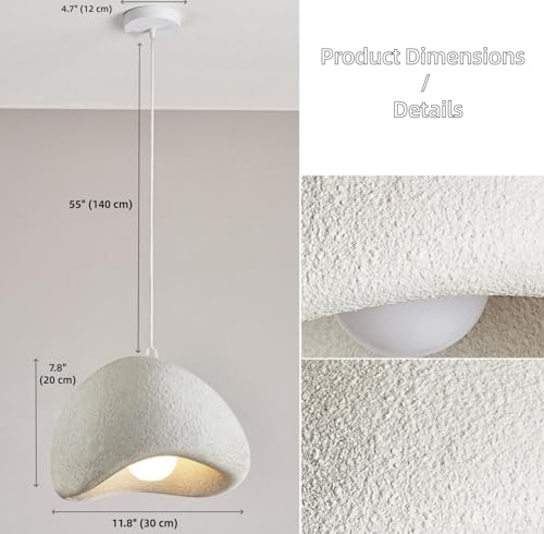 Scandinavian Pendant Lights Kitchen Island White Concrete Cement Look Pendant Light Dome Hanging Lamp Wabi Sabi Chandelier - Small - color: White, size: Small 11.8“