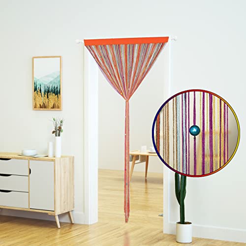 YaoYue Beaded Curtain Door String Curtains for Doorway Tassels Beads Hanging Fringe Hippie Room Divider Window Hallway Entrance Wall Closet Bedroom Privacy Decor (39×79in/100×200cm, Rainbow) - color: Rainbow, size: 39"W x 79"L (Pack of 1)