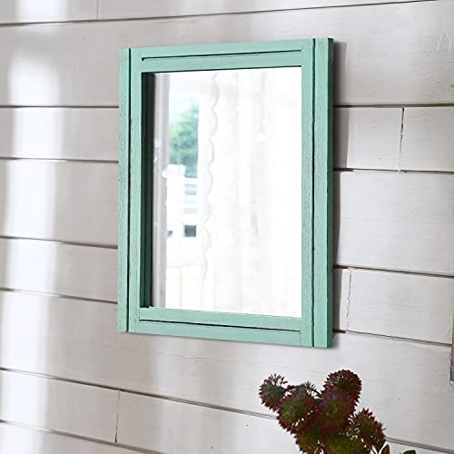 AAZZKANG Rectangle Wall Mirror with Wood Framed Modern Hanging Mirrors Decor for Bedroom Bathroom Living Room Entrance Green Large 20"x16" - color: Green, size: 20"L x 16"W