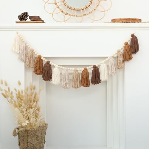 DCJHFJ Boho Tassel Garland Terracotta Rainbow Western Banner Tassels Wall Hanging for Dorm Room Classroom Nursery Kids Bedroom Decor - color: Brown