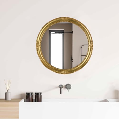Funerom Vintage Decorative Wall Mirror Hanging Mirror Round (Gold 16 inch) - color: Gold 16 Inch