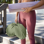 Retrospec Sedona Zafu Meditation Cushion with Buckwheat Hull Fill - Adjustable Yoga & Pilates Equipment Support - 17in Crescent Cotton Cover - color: Basil, size: 1 Count (Pack of 1)