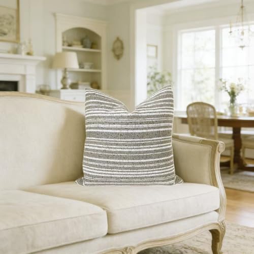 Slow Cow Boho Chenille Textured Woven Stripe Throw Pillow Covers 18x18 Decorative Cushion Cover Striped Square Pillow Cover Pillow Case - color: Beige, size: 18" x 18" (Pack of 1)