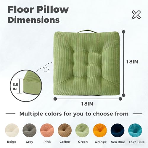 Navy Blue Tufted Floor Cushions with Carry Handle, 18x18 Inch Set of 2, Non-Slip Chair Pads for Yoga Meditation and Floor Pillow Living Room - color: Navy Blue