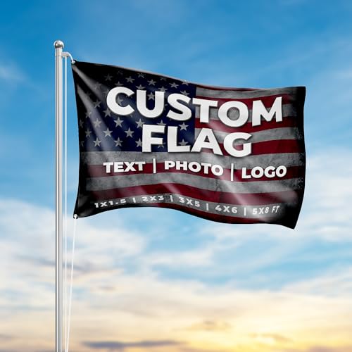 Custom Flagg_New by DreamController 1'x1.5' to 5'x8' with Business Logo, Image or Text | Personalized Outdoor Flags Banner with Grommets for Advertising, Events | Made in USA | Fast delivery | HD - color: Flag Custom