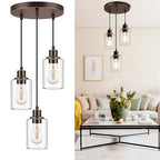 MAXvolador Industrial 3-Light Pendant Light, Adjustable Hanging Light Fixture with Clear Glass Shade, Pendant Lighting E26 Base Ceiling Lamp, Oil-Rubbed Bronze - color: Oil-Rubbed Bronze