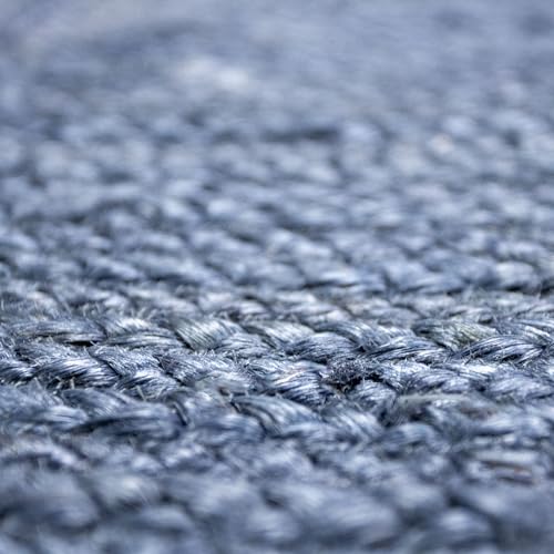 Super Area Rugs Farmhouse Jute Braided Rug - Reversible Natural Fiber- Eco Friendly Rug for Living Room - Kitchen - Dining Room Hand Woven, Navy, Half Circle 16" x 33" - color: Navy Blue, size: 1'4" x 2'9" (Semicircular)