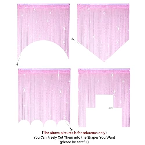 2 Pack 39 x 79 Inch Beaded Curtain String Door Curtains, Hippie Room Decor Beaded Curtains for Doorway, Closet Curtains, Room Divider Privacy Decor, Boho Home Decoration for Bedroom, Party, Pink - color: Pink
