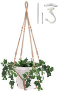 Giant XXL 55 Inches Macrame Planter Hanger Large for 15 inch Pot + Swag Hook | Extra Large Hanging Planter for Indoor Plants | No Pot/Plant Included (XXL Jute) - color: Brown