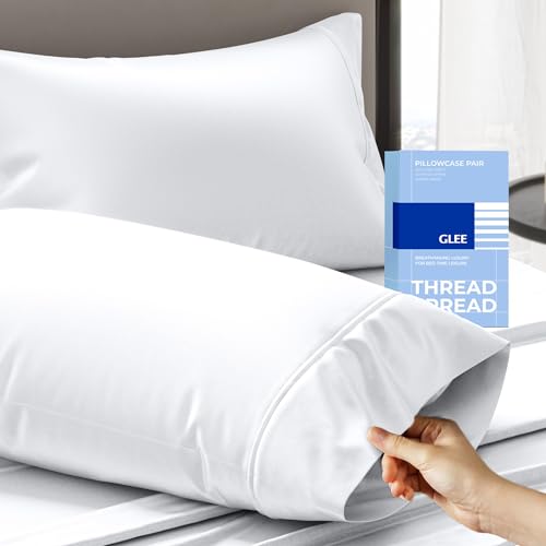 THREAD SPREAD 100% Cotton King Size Pillow Cases Set of 2 - Luxury 400 Thread Count Pillow Cases King Size (White), Soft Cooling Breathable & Durable Sateen Hotel Cotton Pillowcases - color: White, size: King - Pack of 2