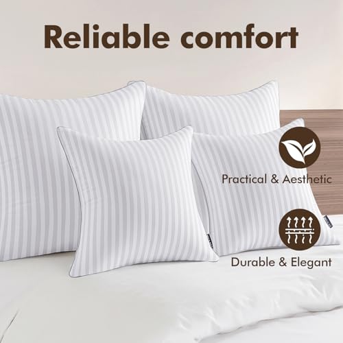 MIULEE 22x22 Pillow Inserts, Firm and Fluffy Decorative Square Throw Pillows for Couch Sofa Bed, Down Alternative with 100% Cotton Cover Pack of 2 - size: 22x22 Inch