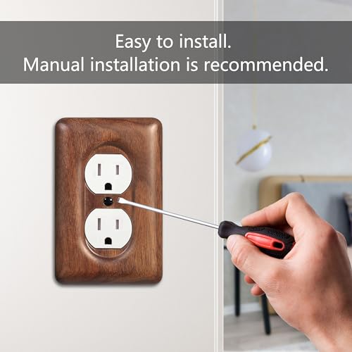 Decorative Outlet Covers Solid North American Walnut Plug Plate Covers, Electrical Wall Plates for Outlets - color: Walnut wood, size: Single Duplex