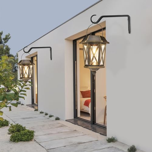 8 inch Plant Hanger, Sturdy Hanging Plant Bracket Outdoor, Hanging Plant Wall Hook Heavy Duty, for Hanging Bird Feeders, Planters, Lanterns, Wind Chimes, Indoor/Outdoor Use, Black, Set of 2 - color: Black, size: 8in-2-Black