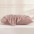 JELLYMONI Pillowcases King Size Smokey Pink 2 Pack Boho Plaid Bed Pillow Covers 20x36in Polyester Envelope Pillow Shams Tufted Bohemian Textured (Pillows are not Included) - color: 06 - Smokey Pink - Grid, size: 36" x 20" (Pack of 2)