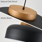 Modern Large Pendant Light Fixture, 17.7 inch,Natural Wood Cap, Matte Black Finish, Simple Pendant Lighting for Kitchen Island, Dining Room, Table - color: Black, size: 17.7 inches