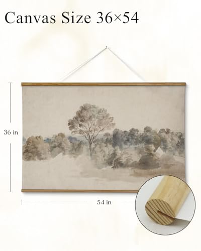 VIYYIEA Extra Large Size Canvas Wall Art, 36x54 Vintage Scroll Hanging Landscape Print, Rustic Watercolor Countryside Scene Wall Décor for Living Room, Bedroom, or Farmhouse - color: Anthony’s Grove
