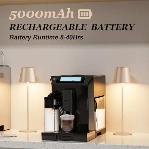 Kakanuo Champagne Gold Cordless Table Lamp Rechargeable - 2 Pack Battery Operated Lamp for Counter, 3 Color Stepless Dimming Wireless Lamp for Dining Kitchen, Outdoor Patio, Touch Control - color: Champagne Gold, size: 2 Pack 14in - Down Light