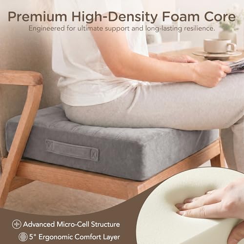 Codi Thick Replacement Couch Cushions, Upholstery Foam with Washable Covers for Sofa Cushion Chair Meditation - 24 × 24 × 5 Inch | High Density Foam, Grey - color: Grey, size: 24 Inch (Pack of 1)