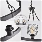 Wagon Wheel Chandelier Modern Farmhouse Pendant Light,Black Farmhouse Chandelier, 6-Light Wagon Wheel Chandelier with Adjustable Height, Dining Room Light Fixture, Hanging Lights - color: C