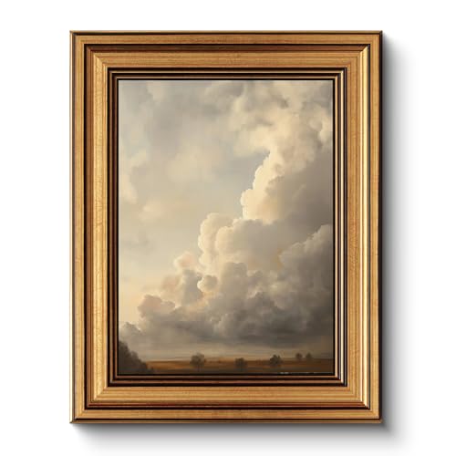 HUARCEY Gold Framed Canvas Wall Art, Cloud Picture Decor, Bedroom Living Room Sky Landscape Nature Decor, Rustic Vintage Neutral Canvas Paintings, 8x10inch - color: Cloud Art, size: 10"L x 8"W