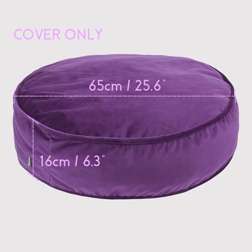 Round Floor Pillow Cover Velvet Throw Seating Pouf Yoga Meditation Cushion Plush Case Reading Room Decor Cover Only (25.6IN, Purple) - color: Purple, size: 25.6" x 25.6" (Pack of 1)